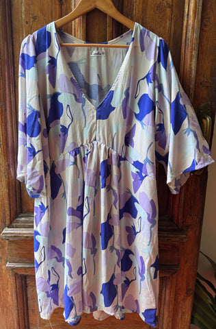 Vestido túnica flores violetas Amore manga oxford 3/4