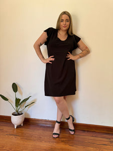 Vestido Delfina negro Esc V con manga volado