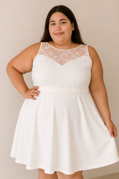 Vestido Perla novia con puntilla bordada nvs