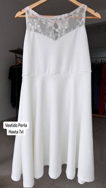 Vestido Perla novia con puntilla bordada nvs