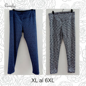 Calza lycra jaspeada cintura alta
