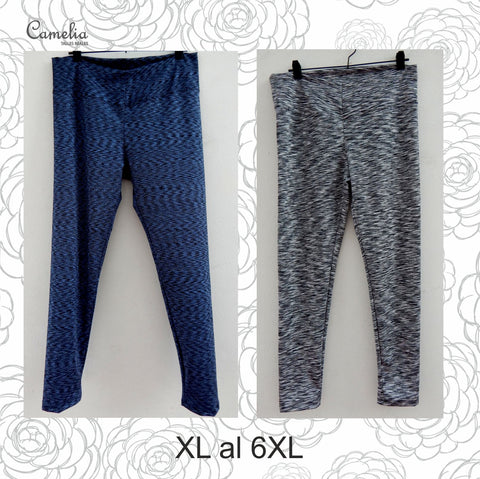 Calza lycra jaspeada cintura alta
