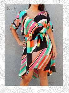 Vestido Tania geométrico cruzado
